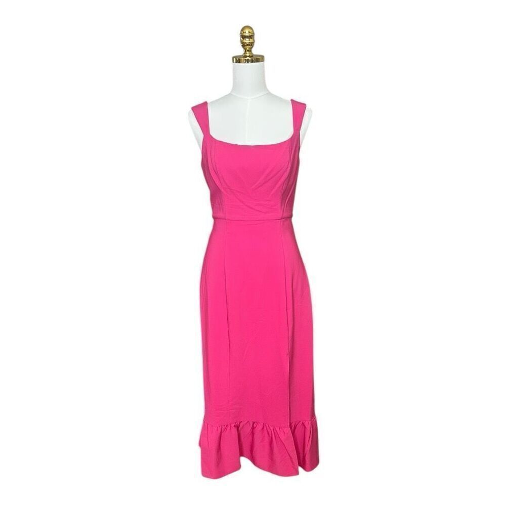 NWT Laundry by Shelli Segal HU05D09 - Ruffled Hem Long Fuschia Dress - Picture 3 of 15